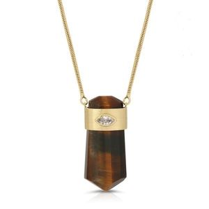 Joy Dravecky third eye necklace necklace in tiger’s eye